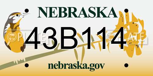 43B114 Nebraska License Plate