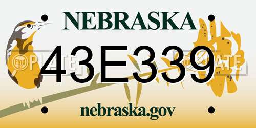 43E339 Nebraska License Plate