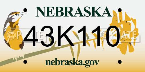 43K110 Nebraska License Plate