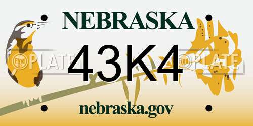 43K4 Nebraska License Plate