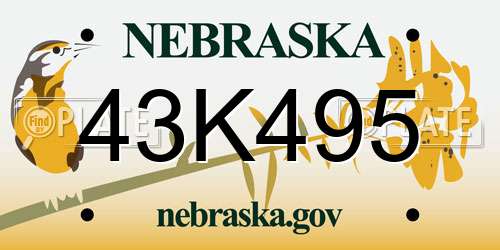 43K495 Nebraska License Plate