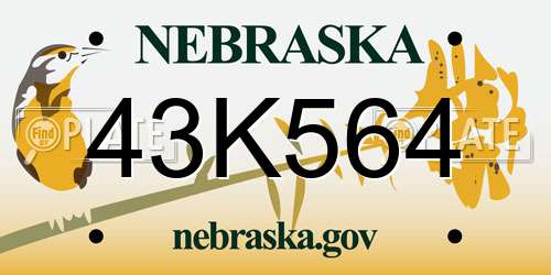 43K564 Nebraska License Plate