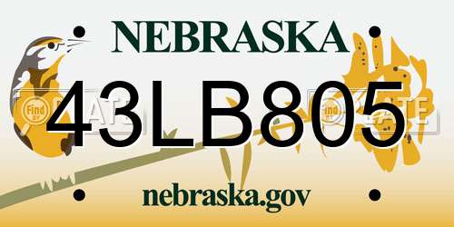 43LB805 Nebraska License Plate
