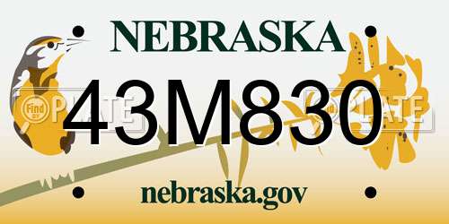 43M830 Nebraska License Plate