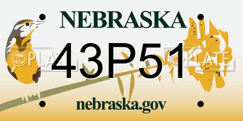 43P51 Nebraska License Plate