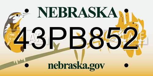 43PB852 Nebraska License Plate