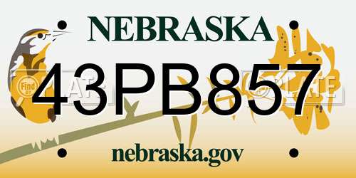 43PB857 Nebraska License Plate