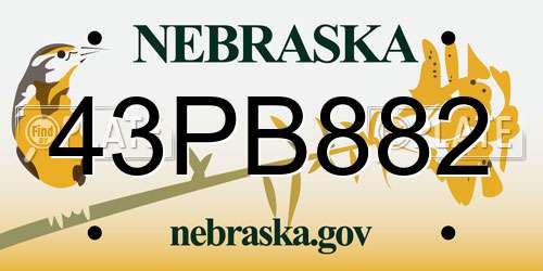 43PB882 Nebraska License Plate