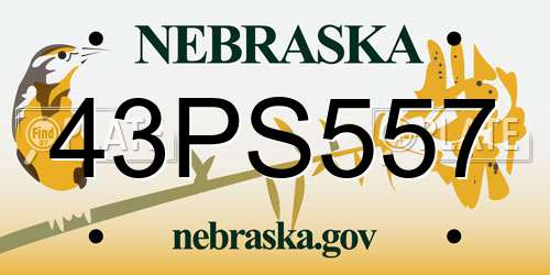 43PS557 Nebraska License Plate