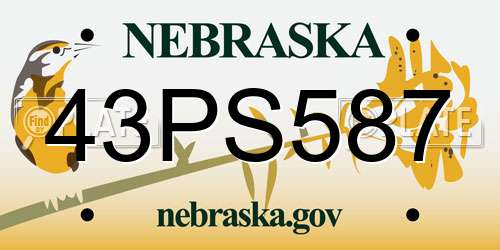 43PS587 Nebraska License Plate