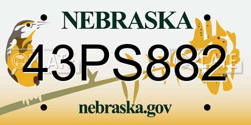 43PS882 Nebraska License Plate