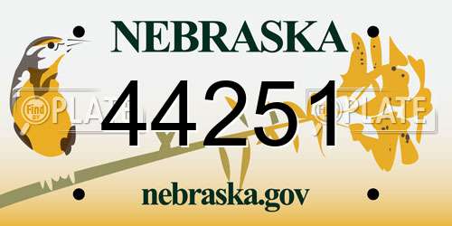 44251 Nebraska License Plate