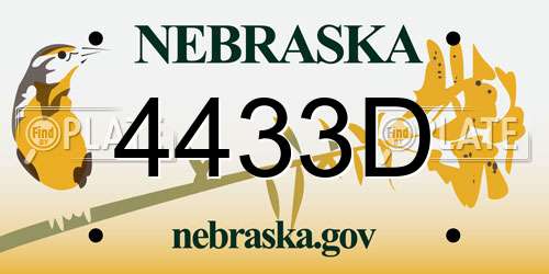 4433D Nebraska License Plate