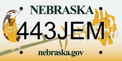 443JEM Nebraska License Plate
