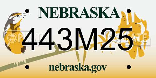 443M25 Nebraska License Plate