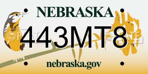 443MT8 Nebraska License Plate