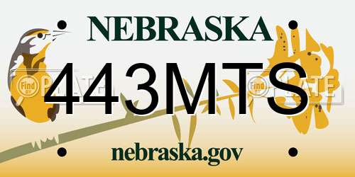 443MTS Nebraska License Plate