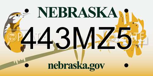 443MZ5 Nebraska License Plate