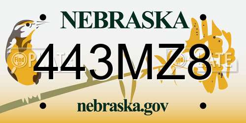 443MZ8 Nebraska License Plate