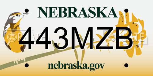 443MZB Nebraska License Plate