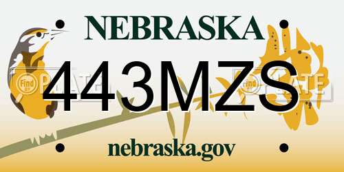 443MZS Nebraska License Plate
