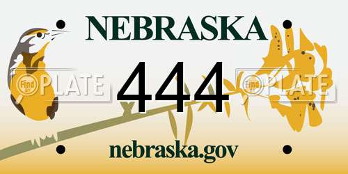 444 Nebraska License Plate