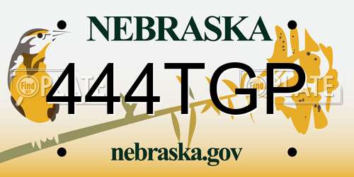 444TGP Nebraska License Plate