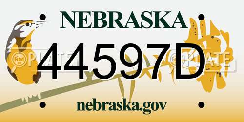 44597D Nebraska License Plate