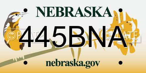 445BNA Nebraska License Plate