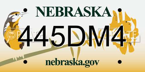 445DM4 Nebraska License Plate