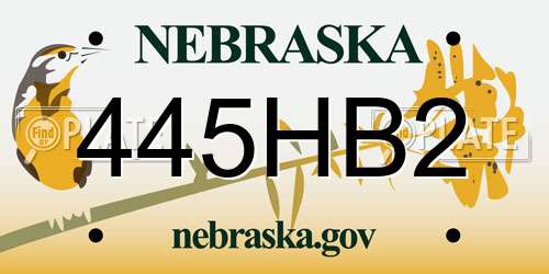 445HB2 Nebraska License Plate