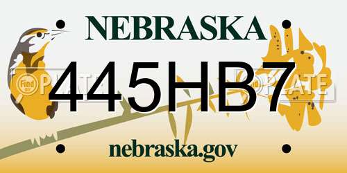 445HB7 Nebraska License Plate