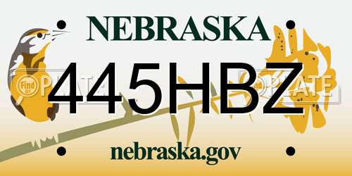445HBZ Nebraska License Plate