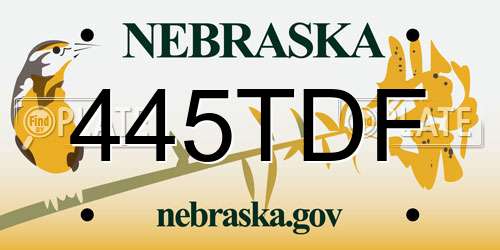 445TDF Nebraska License Plate