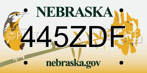 445ZDF Nebraska License Plate