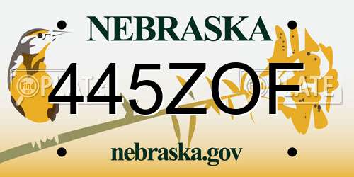 445ZOF Nebraska License Plate