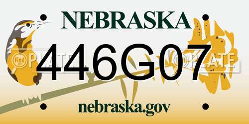 446G07 Nebraska License Plate