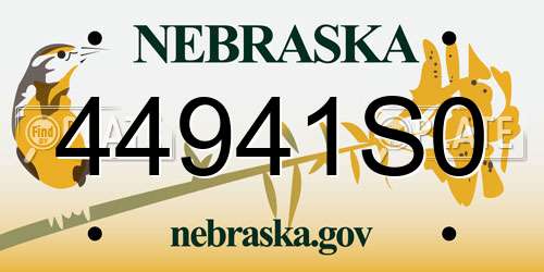 44941S0 Nebraska License Plate