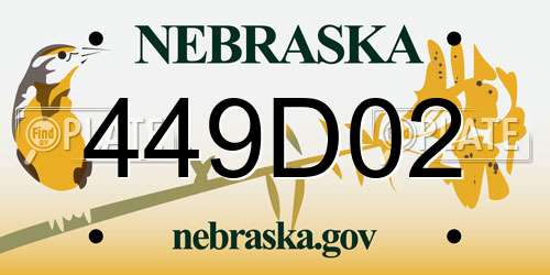 449D02 Nebraska License Plate