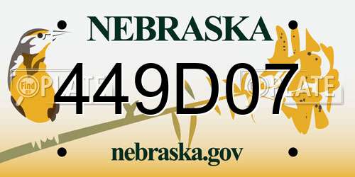 449D07 Nebraska License Plate