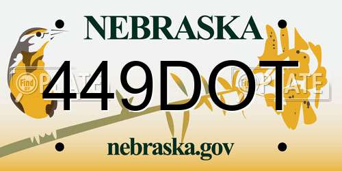 449DOT Nebraska License Plate