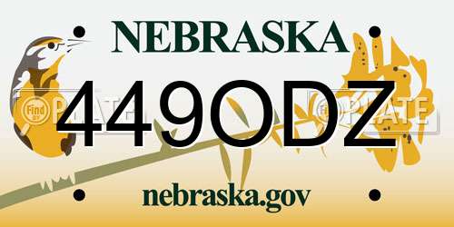449ODZ Nebraska License Plate