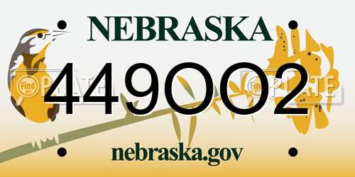 449OO2 Nebraska License Plate