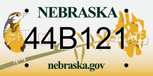 44B121 Nebraska License Plate