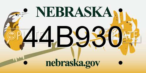 44B930 Nebraska License Plate