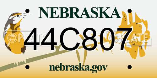 44C807 Nebraska License Plate