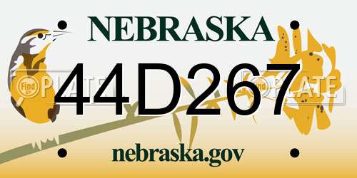 44D267 Nebraska License Plate