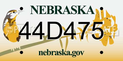 44D475 Nebraska License Plate