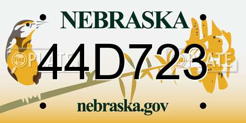 44D723 Nebraska License Plate