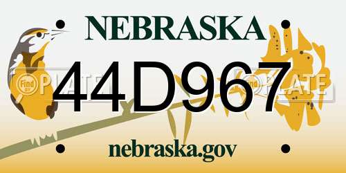 44D967 Nebraska License Plate